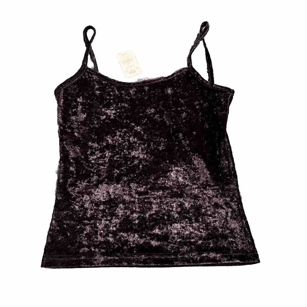 NWT Old Stock Y2K Black Velour Spaghetti Strap Tank Black Large